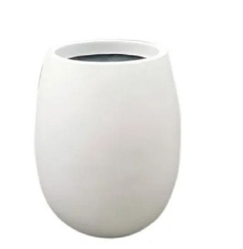 White 1.5 Feet Round Painted Technique Polished Plain Fiberglass Planter For Garden