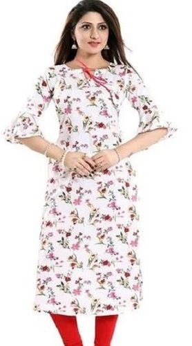 3-4Th Sleeves Casual Wear Polyester Printed Ladies Kurti Bust Size: 32 Inch (In)