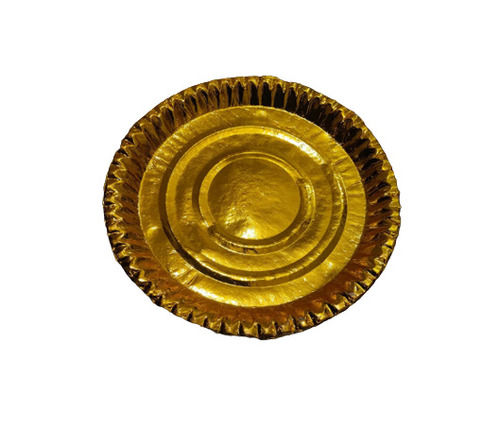 Golden 7 Inches Round Paper Disposable Plate For Event And Party