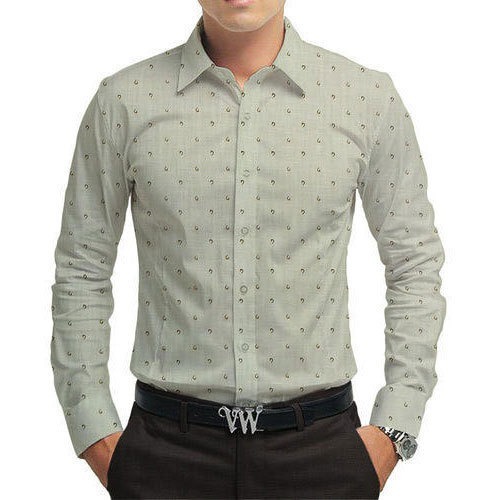 Classic Collar And Full Sleeves Casual Wear Printed Cotton Shirts For Mens