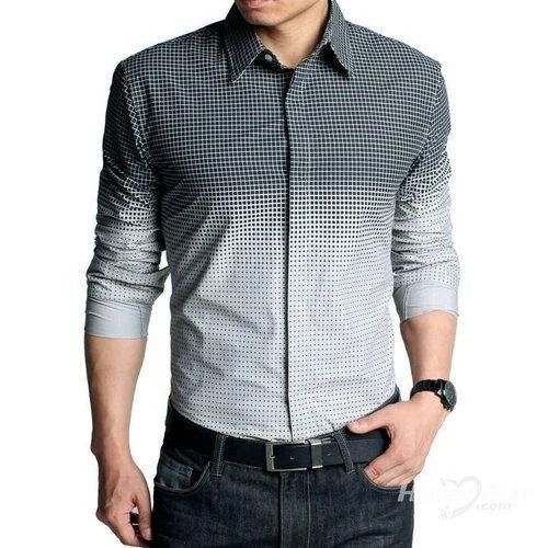 Classic Collar Full Sleeves Printed Cotton Casual Wear Shirt For Mens