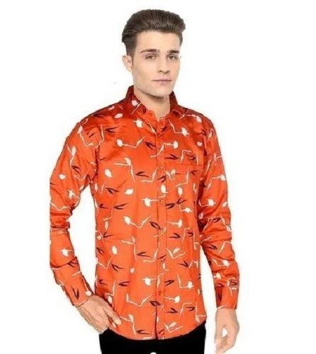 Full Sleeves Straight Collar Printed Polyester Shirt Age Group: Above 18 Years