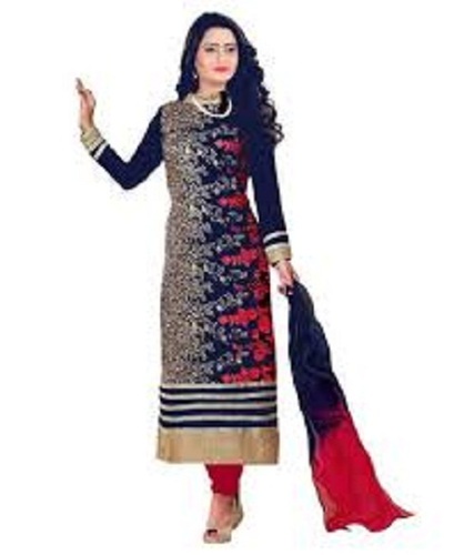 Ladies Polyester And Cotton Blend Anarkali Suit