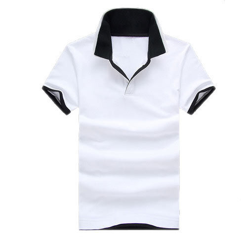  पुरुषों की कैज़ुअल कॉलर वाली शॉर्ट स्लीव सफ़ेद प्लेन कॉटन टी शर्ट
