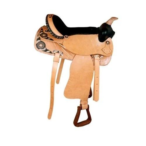 Brown 17 Inches Comfortable And Water Proof Plain Leather Horse Saddle 