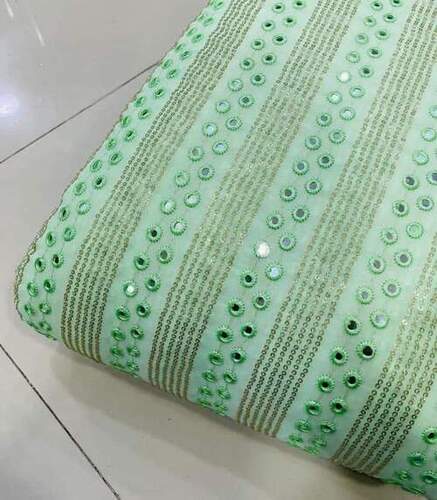 44 Inches Sequence Embroidery Fabric For Making Ladies Garments