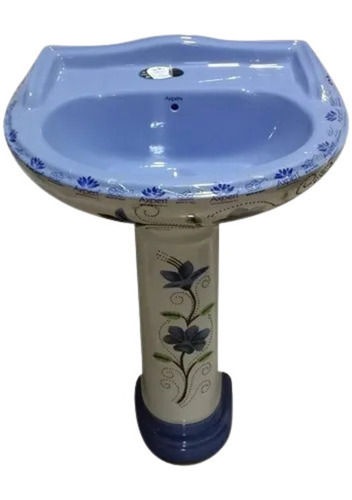 Multicolor 550X465X95 Mm Wall Mounted Glossy Finish Ceramic Printed Wash Basin 