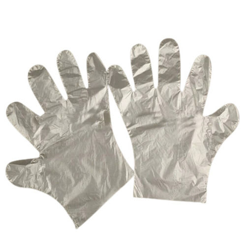 Transparent 6 Inches Full Fingered Powdered Disposable Plastic Gloves For Hand Safety