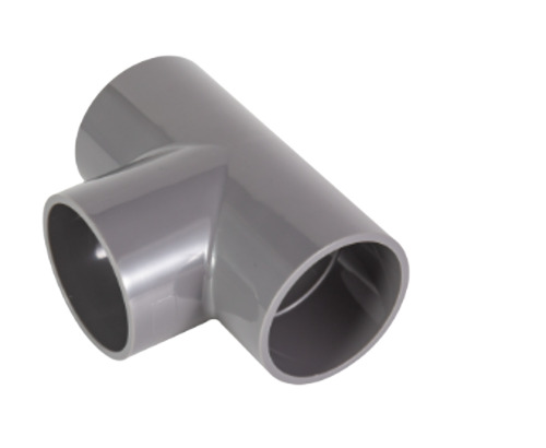 6 Mm Thick And 140 Mm Round Polished Pvc Plastic Tee - PVC Material, Length: 140 Mm, Color: Grey, Male Connection, AISI Standard, 30Â°C Working Temp.