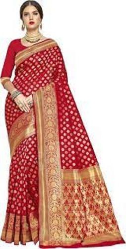 Party Wear Shrink Resistant Breathable Printed Traditional Banarasi Silk Ladies Sarees