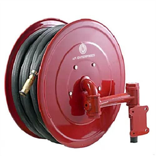 Color Coated Round Metal And Rubber Hose Reel Drum For Fire Safety