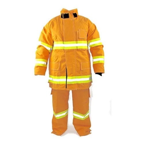 Yellow Comfortable And Skin Friendly Full Sleeves Plain Fire Fighting Suit