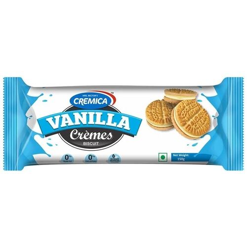 150 Gram No Artificial Flavor Round Crispy Vanilla Flavored Biscuit