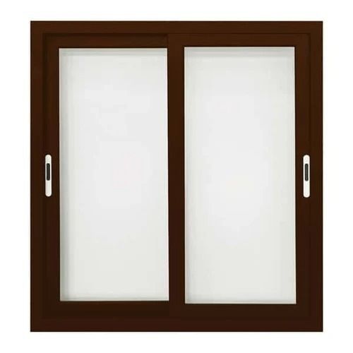 Brown 16 Mm Thick Rust Proof Paint Coated Aluminum Sliding Window 