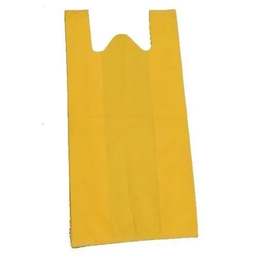 Yellow 20 Inches Flexiloop Handle Reusable Plain Non Woven W Cut Bag For Shopping