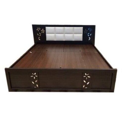 Machine Made 7X6X1.5 Foot Water Resistance Polished Wooden Double Bed With Storage