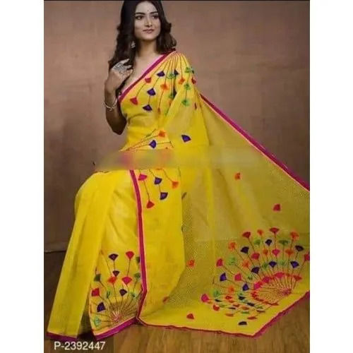 Available In Various Colors Ladies Printed Cotton Jamdani Saree Size: 432 Sq Ft