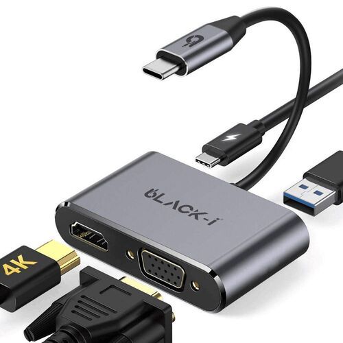 Black-i Type-C 4 in1 Hub ; HDMI / VGA / USB 3.0 / PD BI-TC401