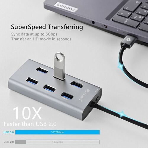 Black-i Usb 3.0 7 Port Hub With Power Bi-u3-7h