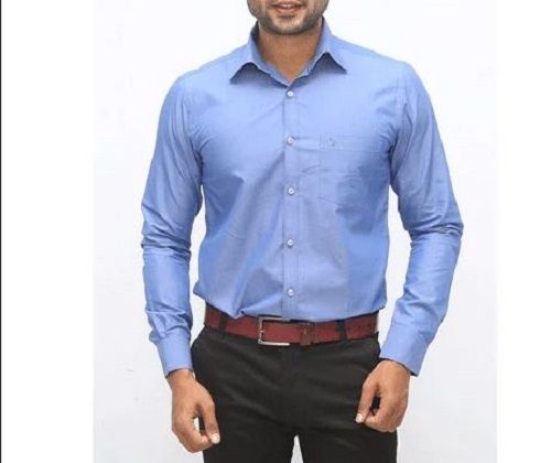 Casual Wear Classic Collar Plain Dyed Cotton Long Sleeve Shirt For Mens