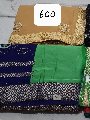 Casual Embroidered Georgette Fashionable Designer Sarees With Stone Work