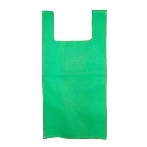 Green Flexiloop Handle Reusable Plain Non Woven U Cut Bag For Shopping