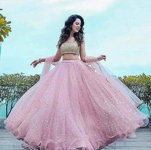 Buy Pink Pure Silk Fabric Sangeet Wear Lehenga Choli Online