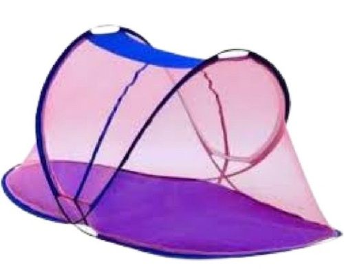 Pink With Blue Light Weight Foldable Plain Zipper Closure Polyester Baby Mosquito Net Bed