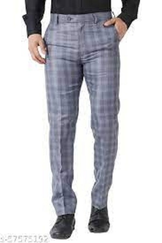मेन्स लाइटवेट और वॉशेबल चेक्ड पैटर्न फॉर्मल पैंट