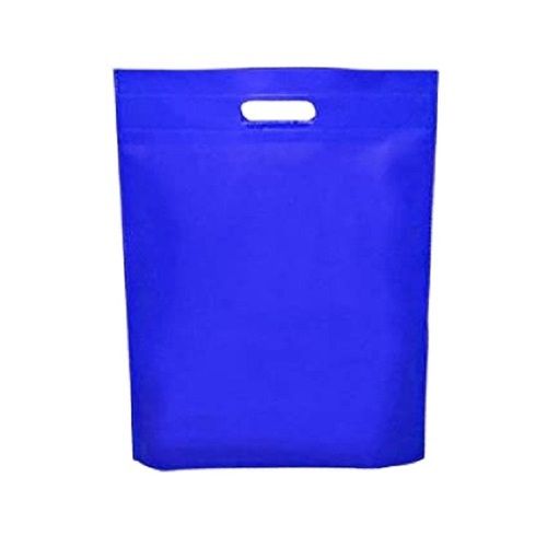 Blue Recyclable Rectangular Plain Cotton Non Woven D Cut Bag For Shopping