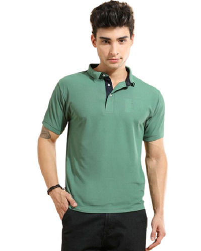 Short Sleeves Plain Dyed Polyester Cotton Polo T-Shirt For Mens Age Group: 18 To 45