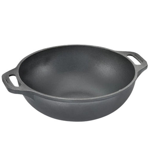 2.6 Mm Thick Induction Bottom 6 Layer Coating Non Stick Cast Iron Kadai Interior Coating: Black