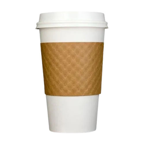 White And Brown 3.5 Inches Round 350Ml Eco Friendly Plain Paper Coffee Cup With Lid