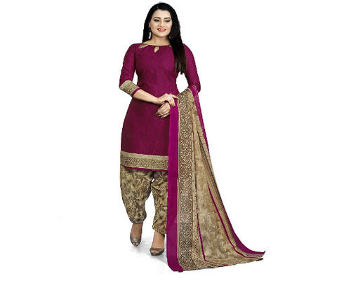 Indian 3By 4Th Sleeves Casual Wear Anti Wrinkle Printed Cotton Suits For Ladies 