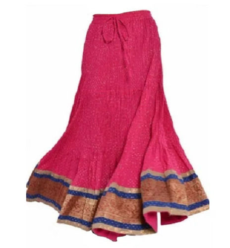 40 Inch Length Cotton Printed Casual Wear Rajasthani Skirt For Ladies