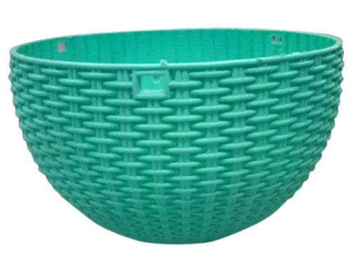 Green 9 Inches Round Matt Finish Hdpe Plastic Hanging Pot For Planting