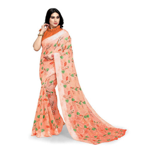 Daily Wear Floral Printed Georgette Saree With Blouse Piece