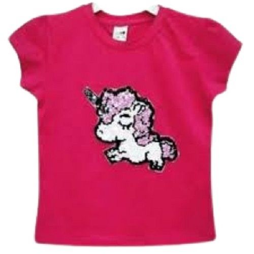 Embroidered Pattern O-Neck Short Sleeve Cotton Baby T Shirt For Girls  Age Group: 7-8