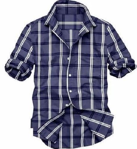 Full Sleeves Checked Pattern Cotton Shirt For Men Chest Size: 45 Inch