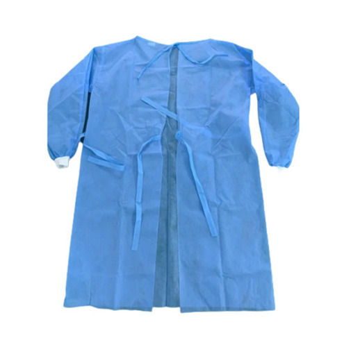 Skyblue Full Sleeves Round Neck Plastic Plain Disposable Surgical Gown For Hospital