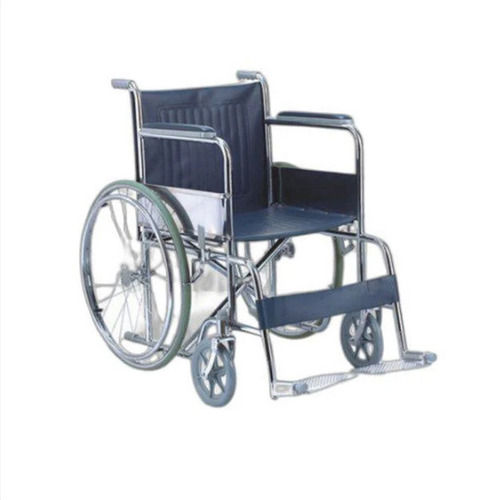 Lightweight Polished Finish Steel And Synthetic Leather Wheelchair  External Width: 17 Inch (In)