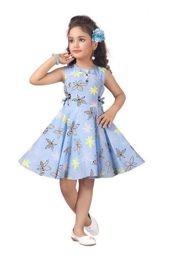 Modern Casual Wear Sleeveless Printed Cotton Frock For Girls  Age Group: 00