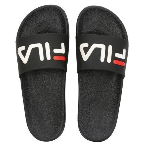 Black Non Slip And Daily Wear Plain Pu Slip On Slipper For Men