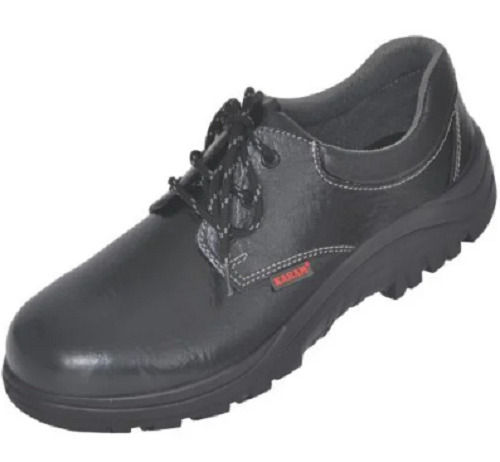 Black Pvc Outsole Plain Lace Closer Leather Safety Shoes For Mens