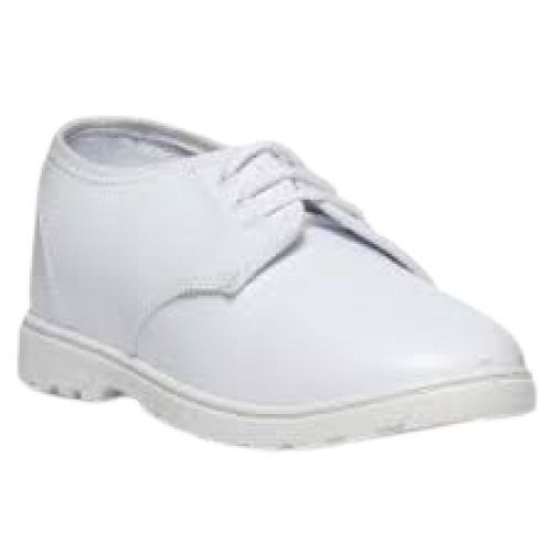 White Round Toe Style Lace Closure Canvas School Shoes For Boys 