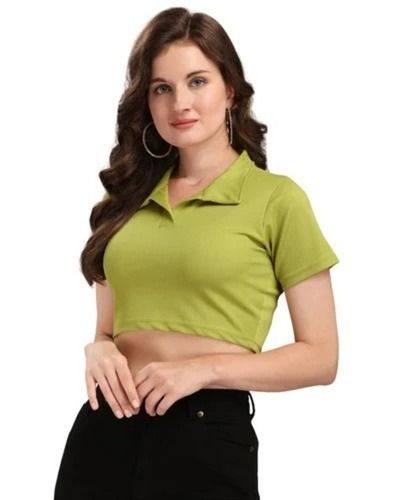 Short Sleeve Casual Wear Breathable Plain Cotton Fancy Top