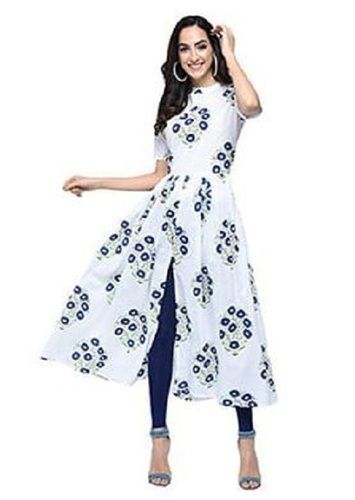 Sleeveless Printed Polyester Designer Kurti For Ladies Bust Size: 32 Inch (In)