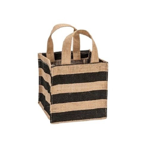 Striped Pattern Rough Surface Eco Friendly Jute Carry Bags For Shopping 