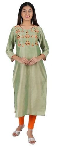 Washable 3/4th Sleeves Casual Wear Printed Polyester Kurti