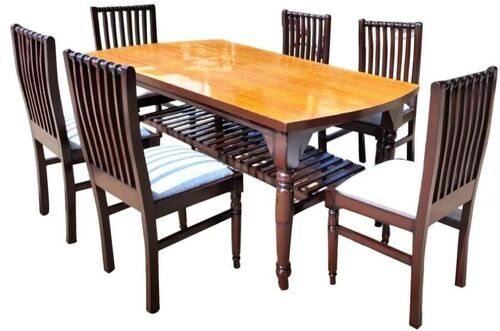 Machine Made 2.5 Feet High And 6 Seater Wooden Dining Table Set For Home Use